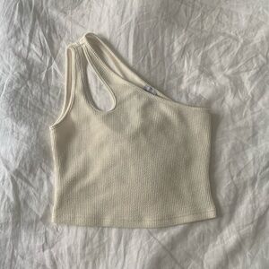 Princess polly one shoulder cream crop top